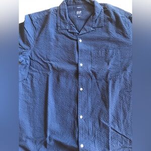 GAP Navy Seersucker Camp Shirt